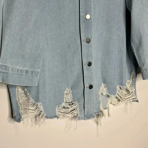 Never Fray Never Distressed Denim Shirt - Light Wash - Picture 7 of 12
